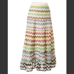 Long BOHO skirt multi color Chevron pattern large
